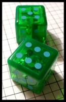 Dice : Dice - 6D - Light up Dice Green with Blue Pips - SK Collection Buy Nov 2010